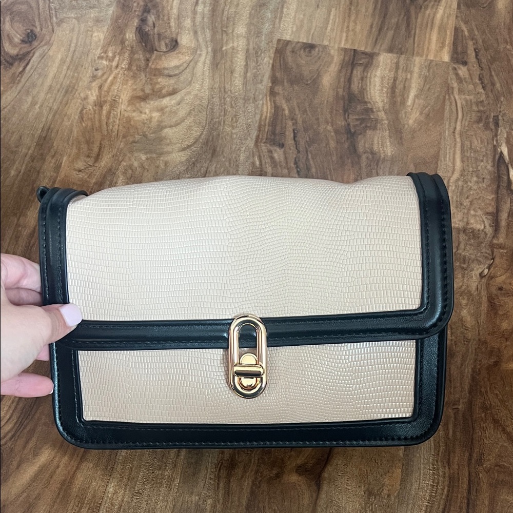 Elegant Cream and Black Women's Bag